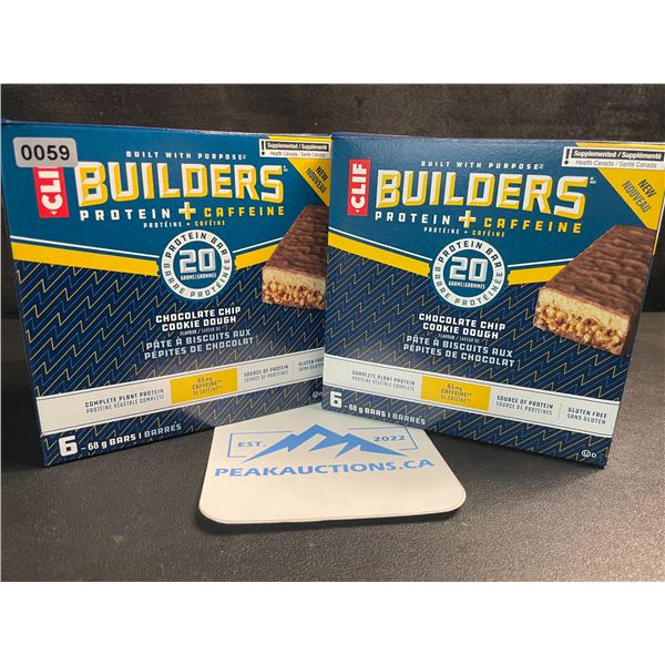 2 Boxes of CLIF Builders Protein Bars - Chocolate Chip Cookie Dough (6 x 68G Bars Each) - New