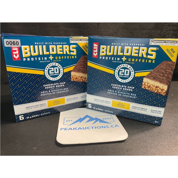 2 Boxes of CLIF Builders Protein Bars - Chocolate Chip Cookie Dough (6 x 68G Bars Each) - New