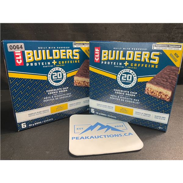 2 Boxes of CLIF Builders Protein Bars - Chocolate Chip Cookie Dough (6 x 68G Bars Each) - New