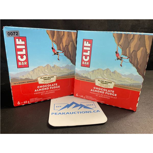 2 Boxes of CLIF Chocolate Almond Fudge Energy Bars (6 x 68G Bars Per Box/12 Bars Total) - New