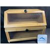 Image 1 : 1 Double-Layer Bread Storage Box - Wood Design - 15in x 12in - New/Pre-Assembled