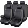 Image 1 : 8PC Car Seat Cover Set - Waterproof Faux Leather/Carbon Fiber - Front Seat Covers/Rear Bench - New