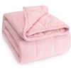 Image 1 : 1 Sherpa Fleece Weighted Blanket for Adults (48" x 72") - 15lbs Dual-Sided Cozy Heavy Blanket - Pink