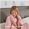 Image 6 : 1 Sherpa Fleece Weighted Blanket for Adults (48" x 72") - 15lbs Dual-Sided Cozy Heavy Blanket - Pink