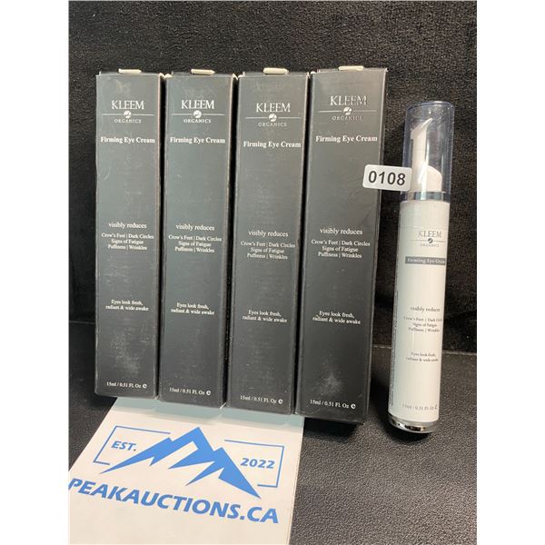 4 Kleem Organics Firming Eye Creams - Reduces Puffiness, Wrinkles, Dark Circles - 15ml - New