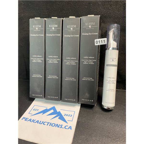 4 Kleem Organics Firming Eye Creams - Reduces Puffiness, Wrinkles, Dark Circles - 15ml - New