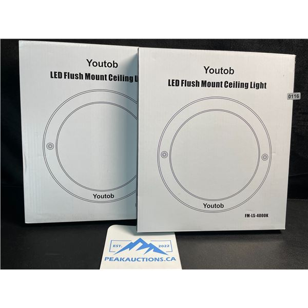 2 LED Flush Mount Ceiling Lights - 4000K - Model: FM-LS-4000K - Brand New