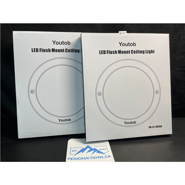 2 LED Flush Mount Ceiling Lights - 4000K - Model: FM-LS-4000K - Brand New