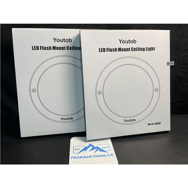 2 LED Flush Mount Ceiling Lights - 4000K - Model: FM-LS-4000K - Brand New