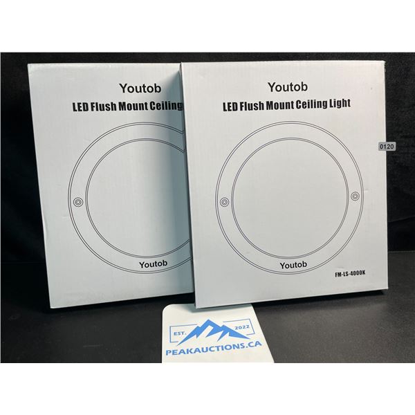 2 LED Flush Mount Ceiling Lights - 4000K - Model: FM-LS-4000K - Brand New