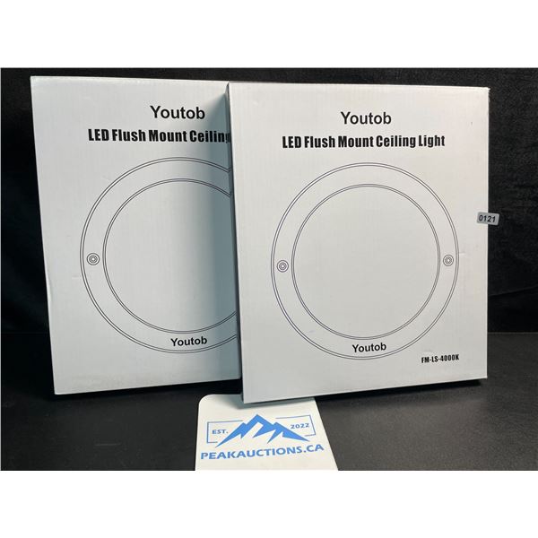 2 LED Flush Mount Ceiling Lights - 4000K - Model: FM-LS-4000K - Brand New