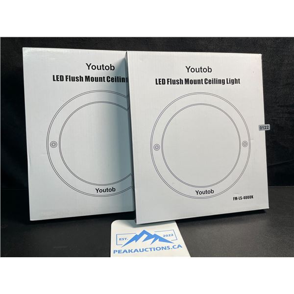 2 LED Flush Mount Ceiling Lights - 4000K - Model: FM-LS-4000K - Brand New