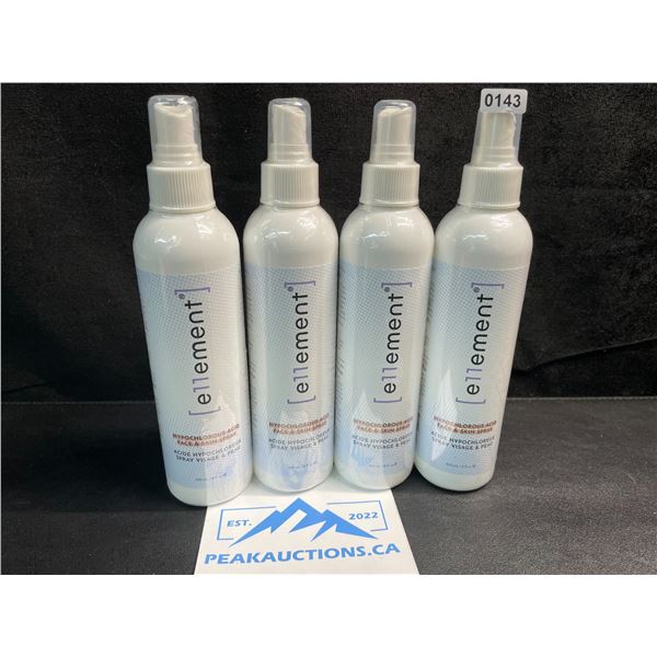 4 Bottles of e11ement Hypochlorous Acid Face & Skin Spray - 240ml Each - New Sealed