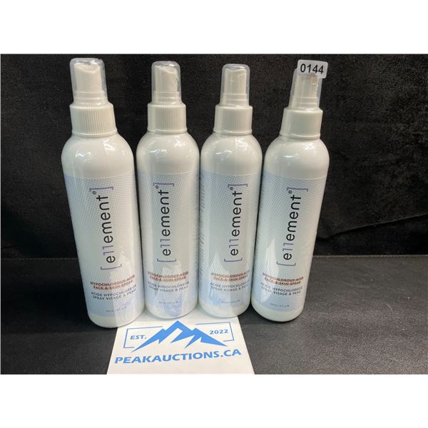 4 Bottles of e11ement Hypochlorous Acid Face & Skin Spray - 240ml Each - New Sealed