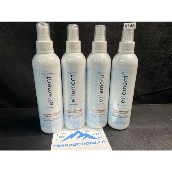 4 Bottles of e11ement Hypochlorous Acid Face & Skin Spray - 240ml Each - New Sealed