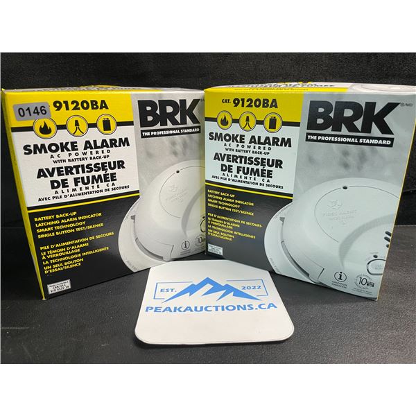 2 BRK 9120BA Hardwired Smoke Alarms with Battery Backup - Brand New!