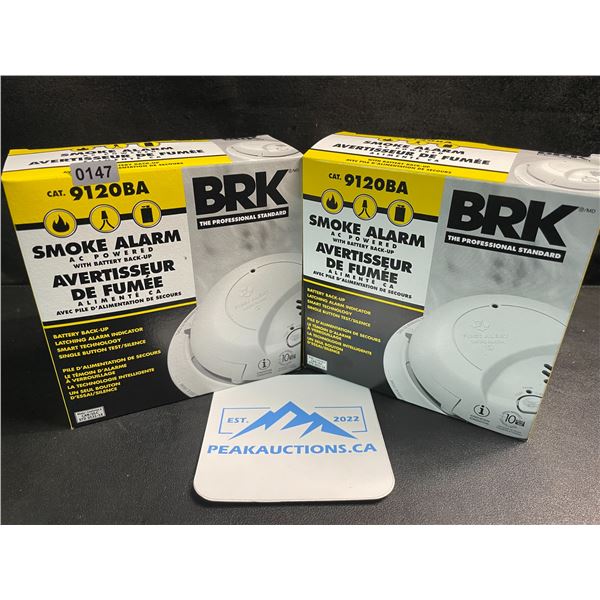 2 BRK 9120BA Hardwired Smoke Alarms with Battery Backup - Brand New!