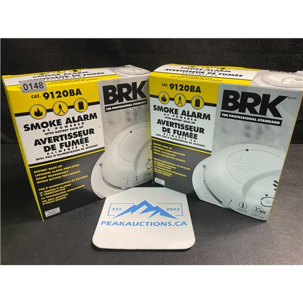 2 BRK 9120BA Hardwired Smoke Alarms with Battery Backup - Brand New!