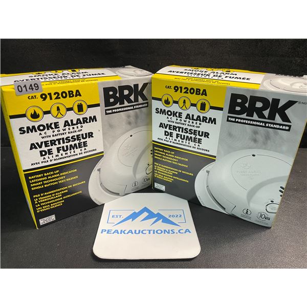 2 BRK 9120BA Hardwired Smoke Alarms with Battery Backup - Brand New!