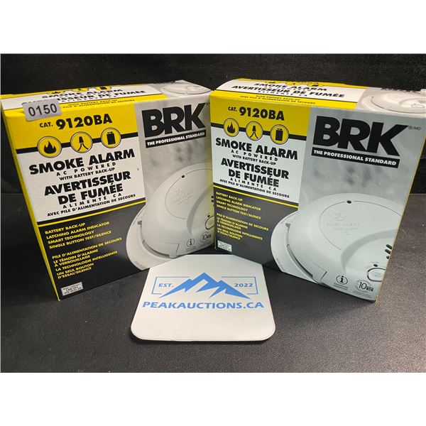 2 BRK 9120BA Hardwired Smoke Alarms with Battery Backup - Brand New!