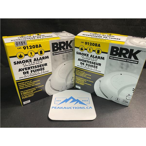 2 BRK 9120BA Hardwired Smoke Alarms with Battery Backup - Brand New!