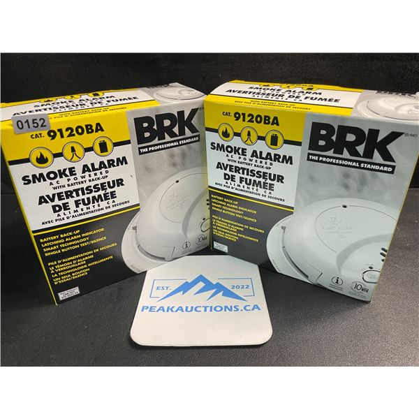 2 BRK 9120BA Hardwired Smoke Alarms with Battery Backup - Brand New!