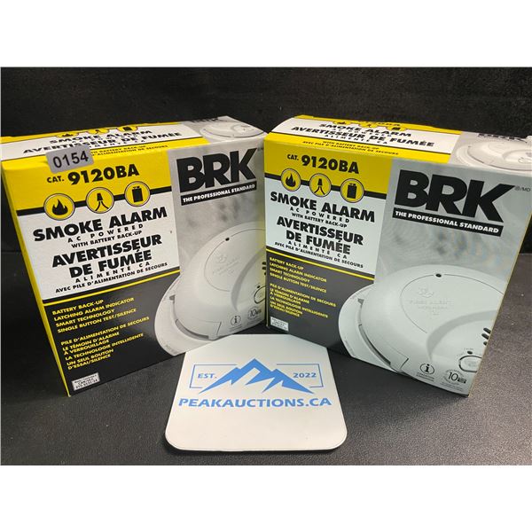 2 BRK 9120BA Hardwired Smoke Alarms with Battery Backup - Brand New!
