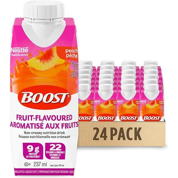 1 Case of BOOST Peach Fruit Flavoured Complete Nutrition Drinks; 24 x 237ml Cartons (EXP: NOV 10/25)