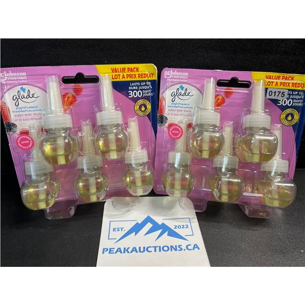 2 Packs of Glade Plugins Scented Oil Refills - Bubbly Berry Splash - 5 Refills Each - New