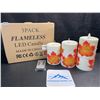 Image 2 : 3-Pack of LED Flameless Candles - Maple Leaf Aesthetic Design - Battery Operated - New
