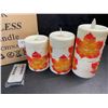 Image 3 : 3-Pack of LED Flameless Candles - Maple Leaf Aesthetic Design - Battery Operated - New