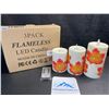 Image 2 : 3-Pack of LED Flameless Candles - Maple Leaf Aesthetic Design - Battery Operated - New