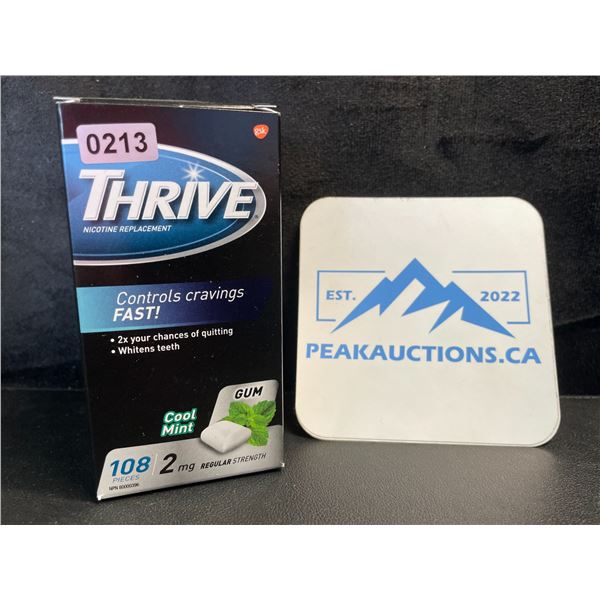 1 Box of Thrive Nicotine Replacement Gum; 2mg Regular Strength, Mint - 108 Count - (BB: 2026/11)