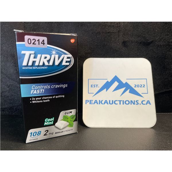 1 Box of Thrive Nicotine Replacement Gum; 2mg Regular Strength, Mint - 108 Count - (BB: 2026/11)