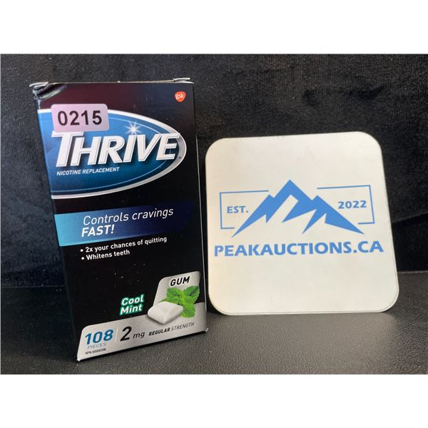 1 Box of Thrive Nicotine Replacement Gum; 2mg Regular Strength, Mint - 108 Count - (BB: 2026/11)