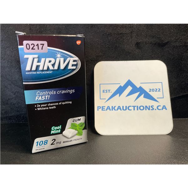 1 Box of Thrive Nicotine Replacement Gum; 2mg Regular Strength, Mint - 108 Count - (BB: 2026/11)