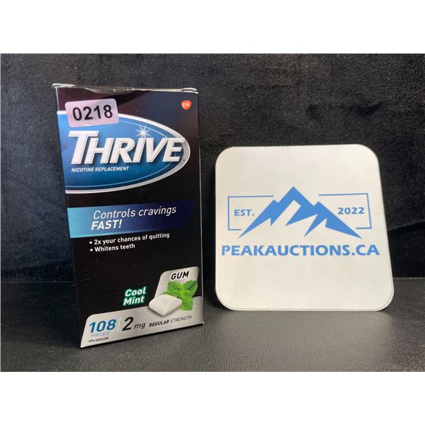 1 Box of Thrive Nicotine Replacement Gum; 2mg Regular Strength, Mint - 108 Count - (BB: 2026/11)