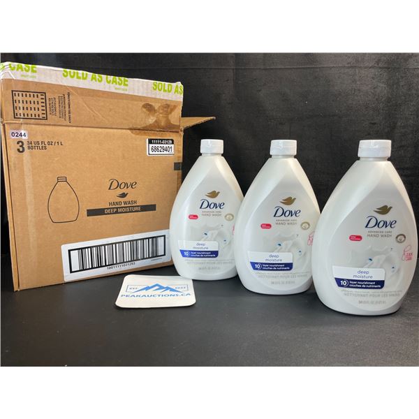 3 Dove Advanced Care Hand Wash - Deep Moisture for Clean & Soft Hands - 1L Each - New