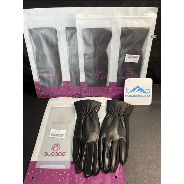 3 Pairs of Women's Fashion Leather/Suede Windproof Gloves with Touchscreen Capability - New