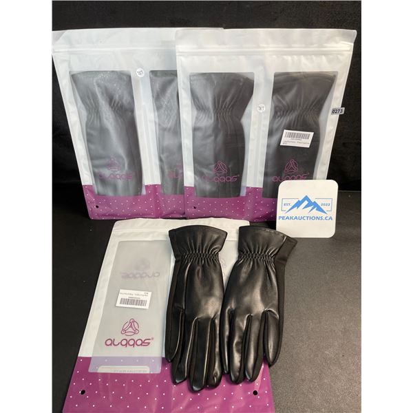 3 Pairs of Women's Fashion Leather/Suede Windproof Gloves with Touchscreen Capability - New