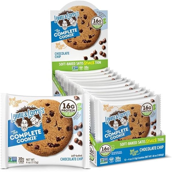 1 Box of Lenny&Larry's The Complete Cookie Soft-Baked Chocolate Chip Cookies - 12 x 113g Cookies