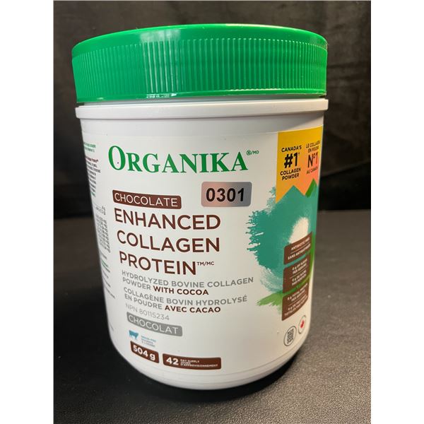 1 Tub of Organika Canadian-Made Enhanced Collagen Protein Powder - Chocolate - 504G - (Exp: 05-2025)