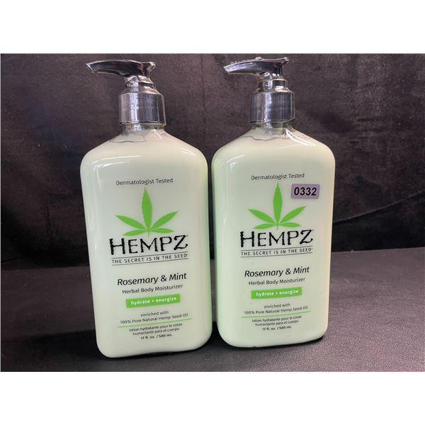 2 HEMPZ Rosemary & Mint Herbal Body Moisturizers - 500ml - New