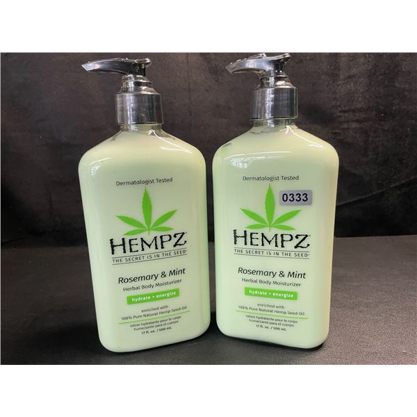 2 HEMPZ Rosemary & Mint Herbal Body Moisturizers - 500ml - New