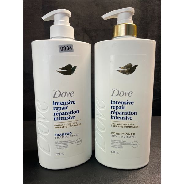 Dove Intensive Repair Shampoo + Conditioner For Damaged Hair w/ Liquid Bio-Protein; 828ml Each - New