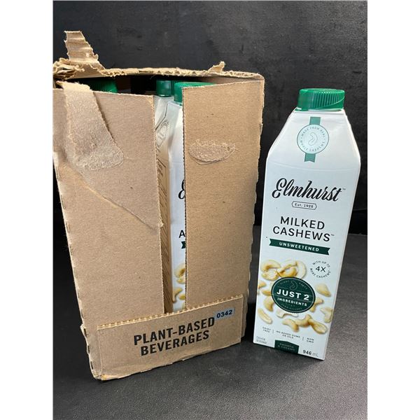 Elmhurst Unsweetened Cashew Milk - 6 x 946ml Cartons - Smooth & Creamy - (BB: DEC 2025)