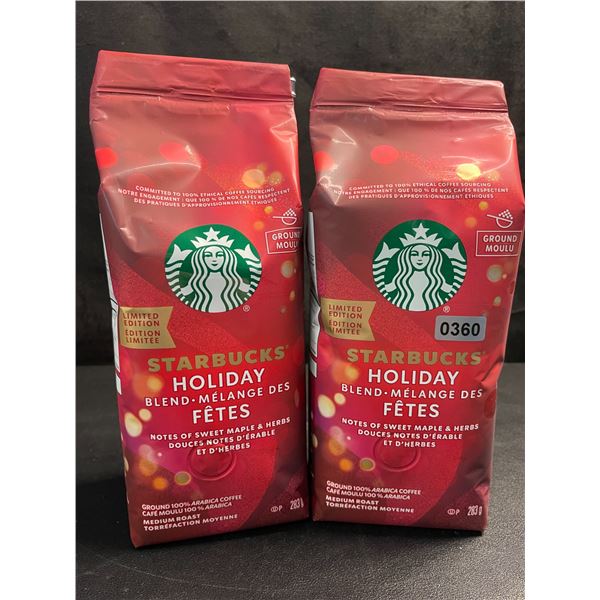 2 Bags of Starbucks Holiday Blend Limited Edition Ground Coffee - 283G Each - New