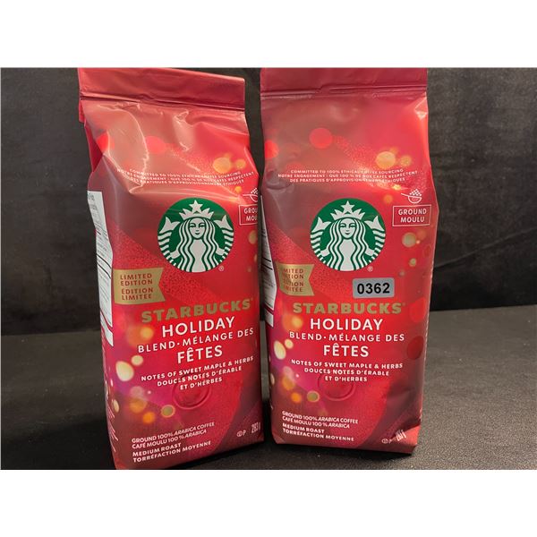 2 Bags of Starbucks Holiday Blend Limited Edition Ground Coffee - 283G Each - New