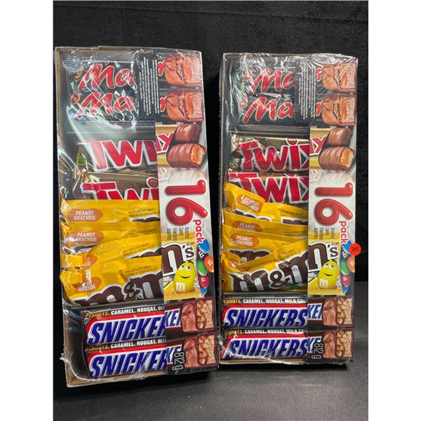 2 Packs of Assorted Chocolate Bars/Candy - 16 Per Pack - Twix - Mars - Snickers - M&M's - New