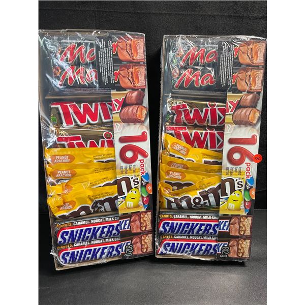 2 Packs of Assorted Chocolate Bars/Candy - 16 Per Pack - Twix - Mars - Snickers - M&M's - New